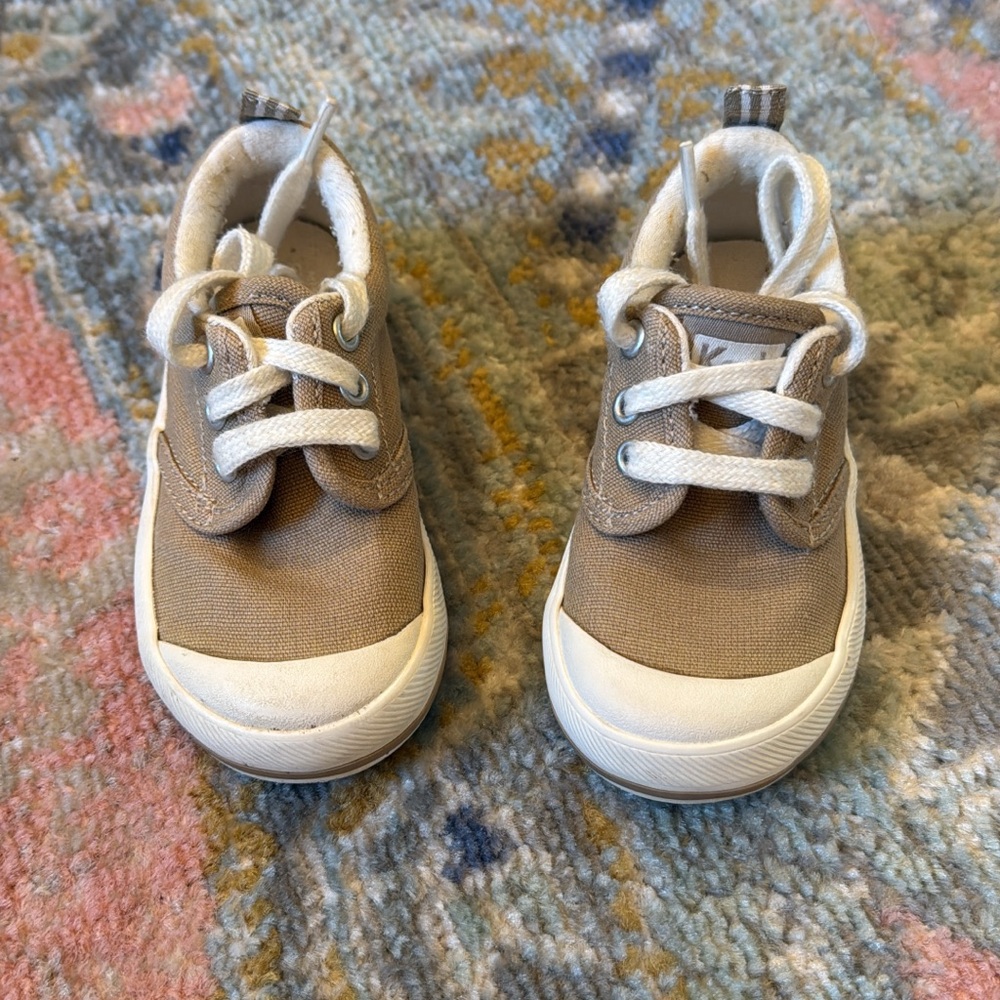 Keds Tan and White Classic Canvas Sneakers